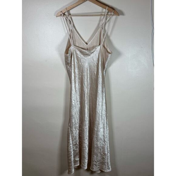 Vintage Crinkle Satin Spaghetti Strap Slip Midi Dress 90s Y2K Plus Size 1X - Picture 6 of 8